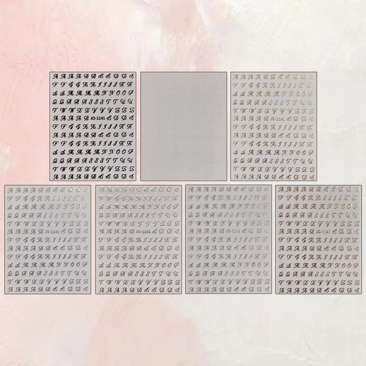 2 to 35 Sheets 3D Alphabet Letter Nail Stickers Black White Gold Initial Cursive Decals Self Adhesive Monogram Nail Art