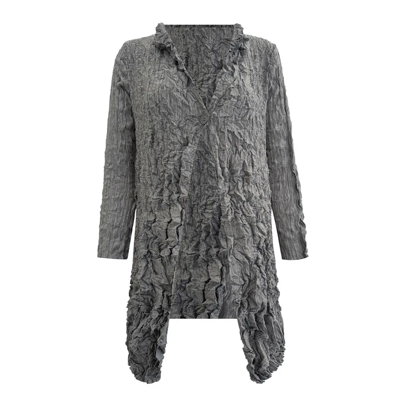 Miyake – Cardigan plissé à plis pour femme, chemise extérieure d'automne, grande taille, veste de tempérament, Section fine, protection solaire, nouvelle collection 2025