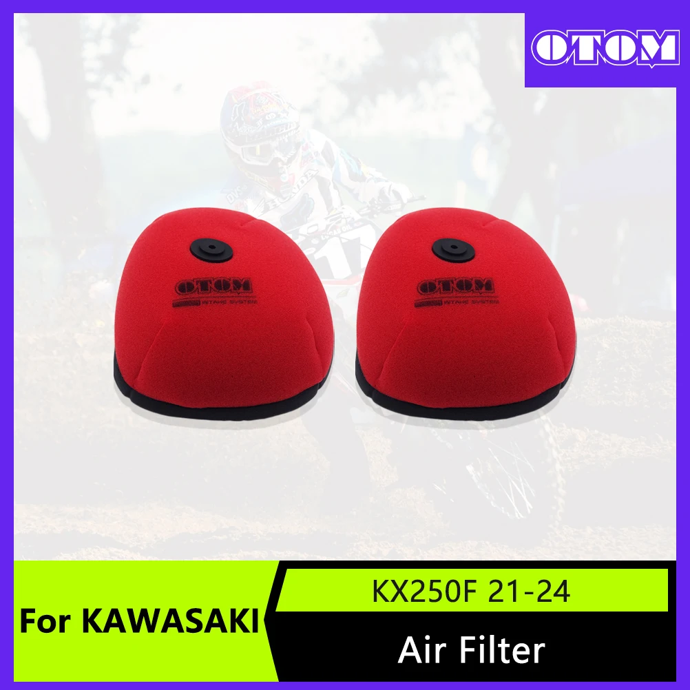 

OTOM Motorcycle New Air Filter Cleaner Dual Foam Layer Sponge Element For KAWASAKI KX250F KX250XC KX450F KX450XC Bikes 2019-2024