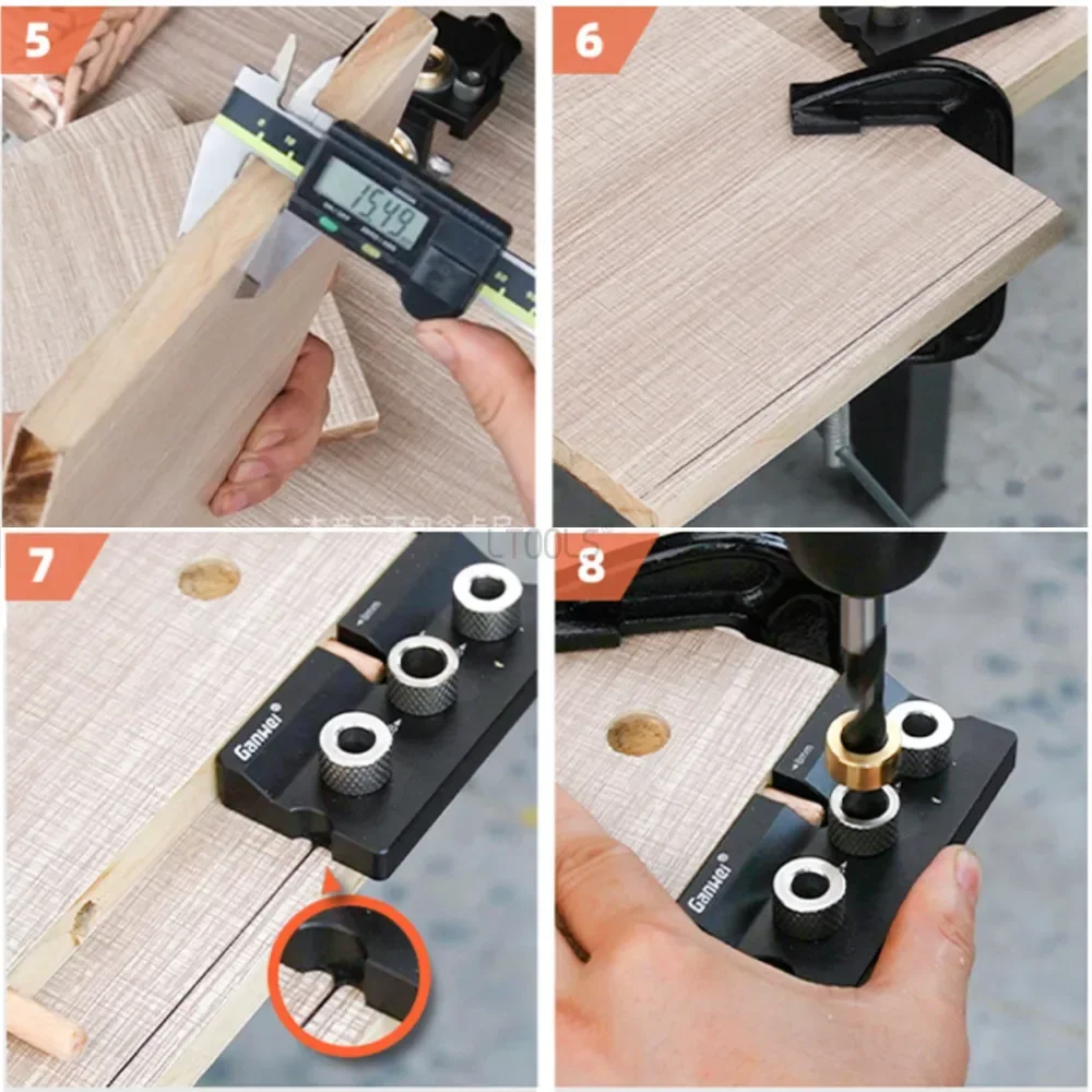 Imagem -05 - Carpintaria Doweling Jig Kit Madeira Dowel Punch Locator Alumínio Pocket Hole Jig Gabinete Guia Ferramenta em Ajustável