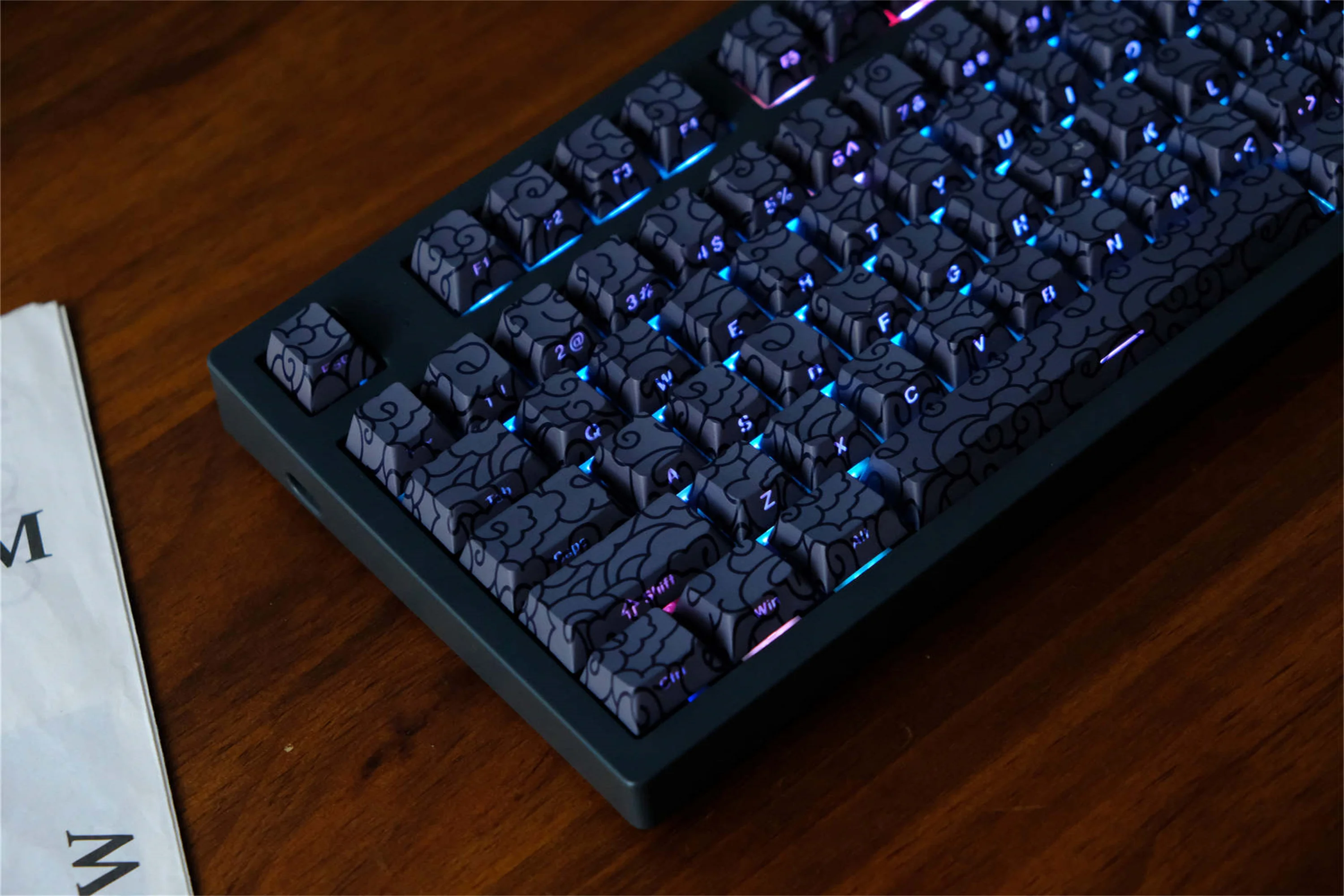 Auspicious Clouds Side Backlight Keycaps 136 Keys PBT Cherry Profile DYE-SUB For MX Switch Wooting Mechanical Keyboard Keycaps