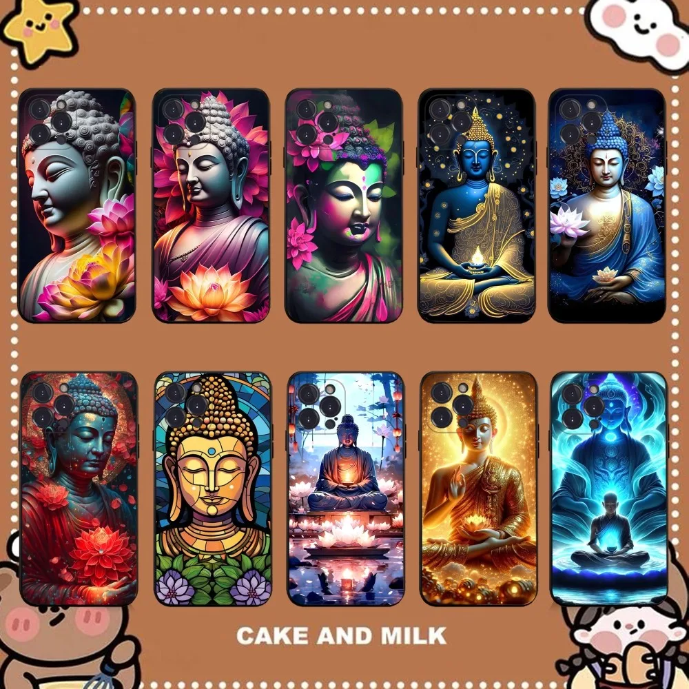 Buddha Phone Case For iPhone 15 14 11 12 13 Mini Pro XS Max Cover 6 7 8 Plus X XR SE 2020 Funda Shell