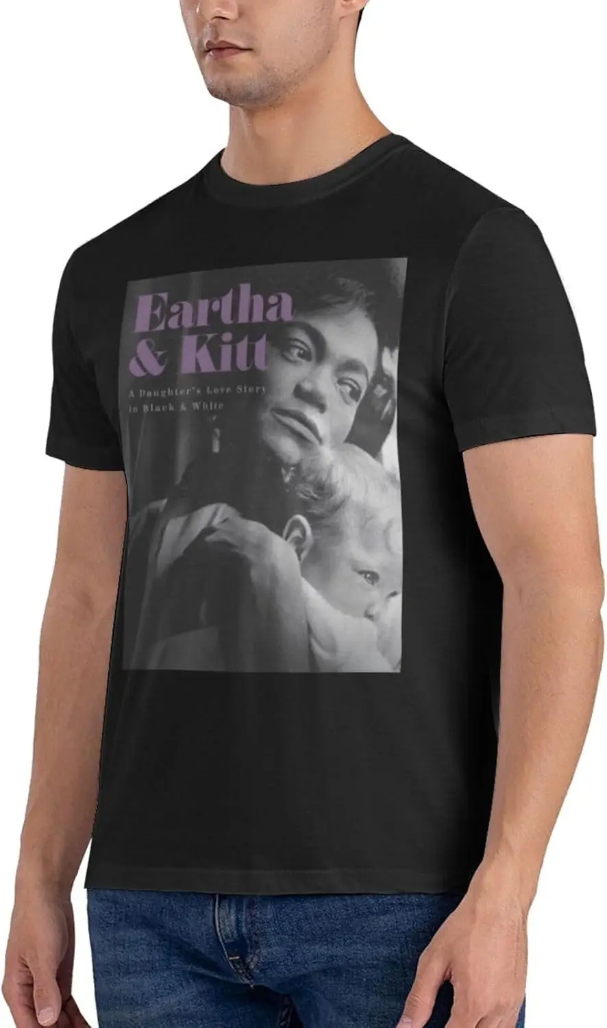 تيشيرتات قطنية بأكمام قصيرة قابلة للتنفس للرجال من Eartha Music Kitt، نمط شخصي، تي شيرت مخصص باللون الأسود