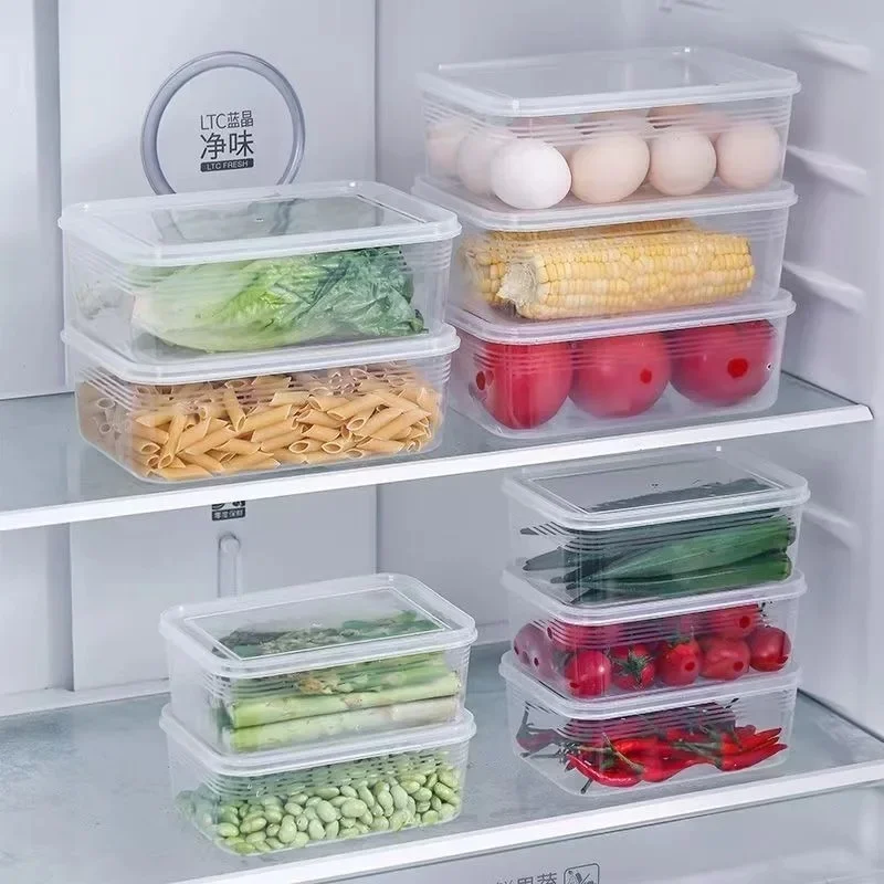 Refrigerator Storage Box for Meat and Vegetables, Fresh-keeping Storage Box, Transparent Food Preservation Boxes, Kitchen Organi