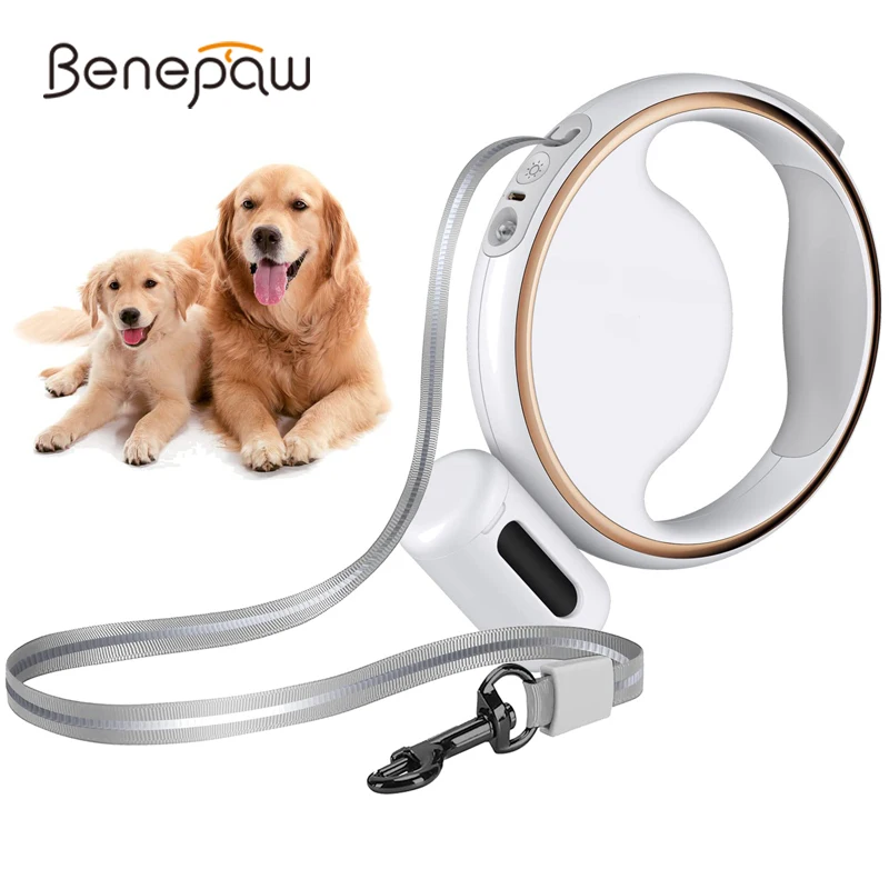 

Benepaw Heavy Duty Retractable Dog Leash Led Light Waste Bag Holder No Tangle Nylon Pet Lead Cord For Walking Training Running