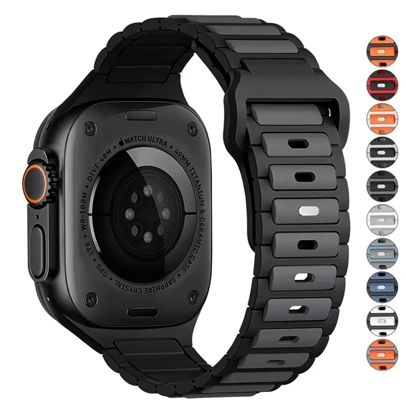 สายซิลิโคนสําหรับ Apple Watch Band 46 มม.40 มม.44 มม.49 มม.45 มม.41 มม.38 มม.42 มม.44 มม.สร้อยข้อมือ iWatch Series 10 9 8 7 6 SE Ultra 2