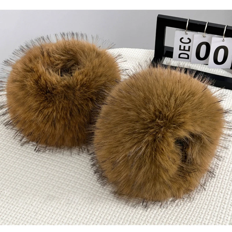 ผู้หญิงฤดูหนาว Faux FUR Cuffs Luxury Fox FUR Cuffs ขนสัตว์ธรรมชาติสําหรับเสื้อแขน Furry ขนขนสัตว์ปลอมสายรัดข้อมือถุงมือ