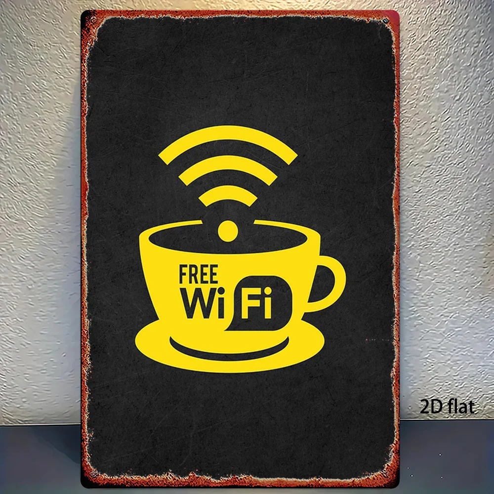 2D Vintage Metal Sign, WiFi Zone Sign for Bathroom, Man Cave, Bedroom, Garden, Home Office, Kitchen Wall Decor, Unique Gift I
