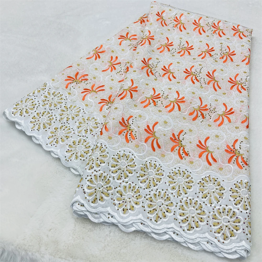 

5 yard high-quality Swiss lace fabric Dry lace embroidery 2025 African 100% cotton fabrics Swiss voile lace Dubai style cloth