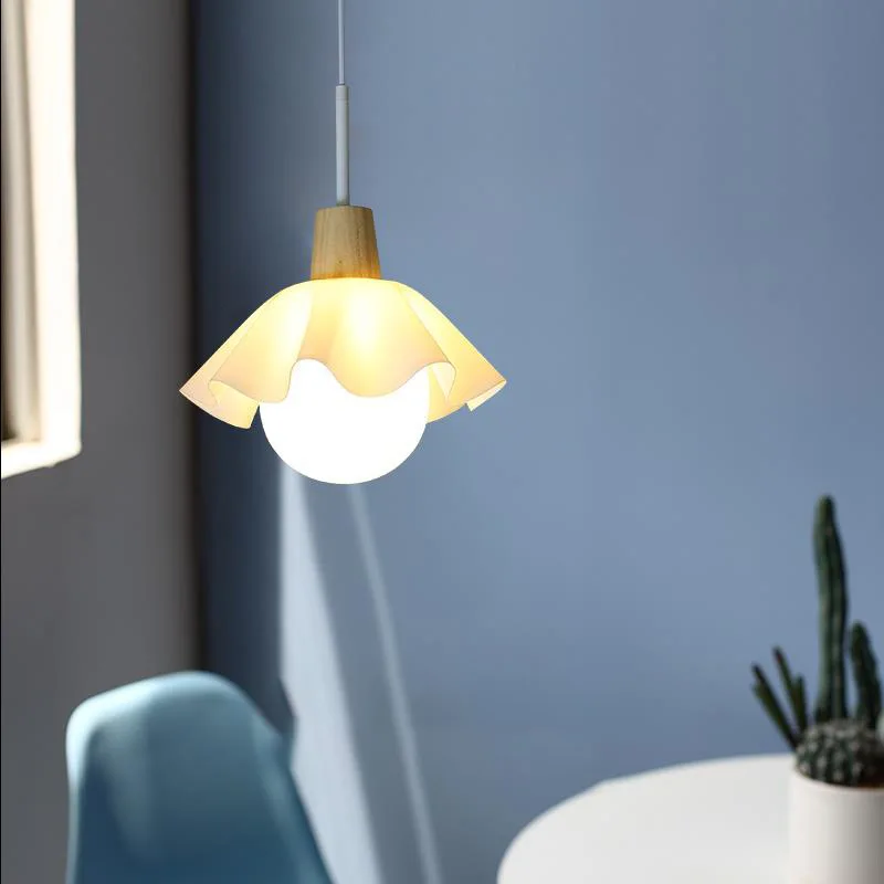 Contemporary Creative Flower Restaurant Bar Aisle Light Bedroom Bedside Single Head Log Acrylic Glass Small Pendant Lamps