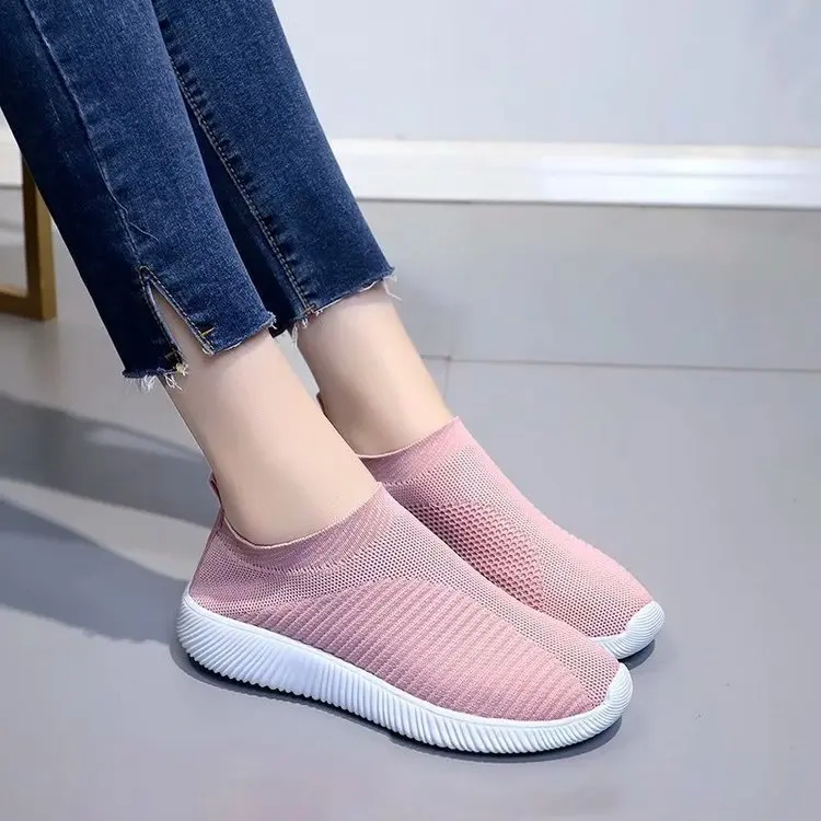 

Women Sneakers Vulcanized Shoes Sock Sneakers Women Summer Slip on Flat Shoes Women Loafers Walking Flat Sport Shoes Size 35-43