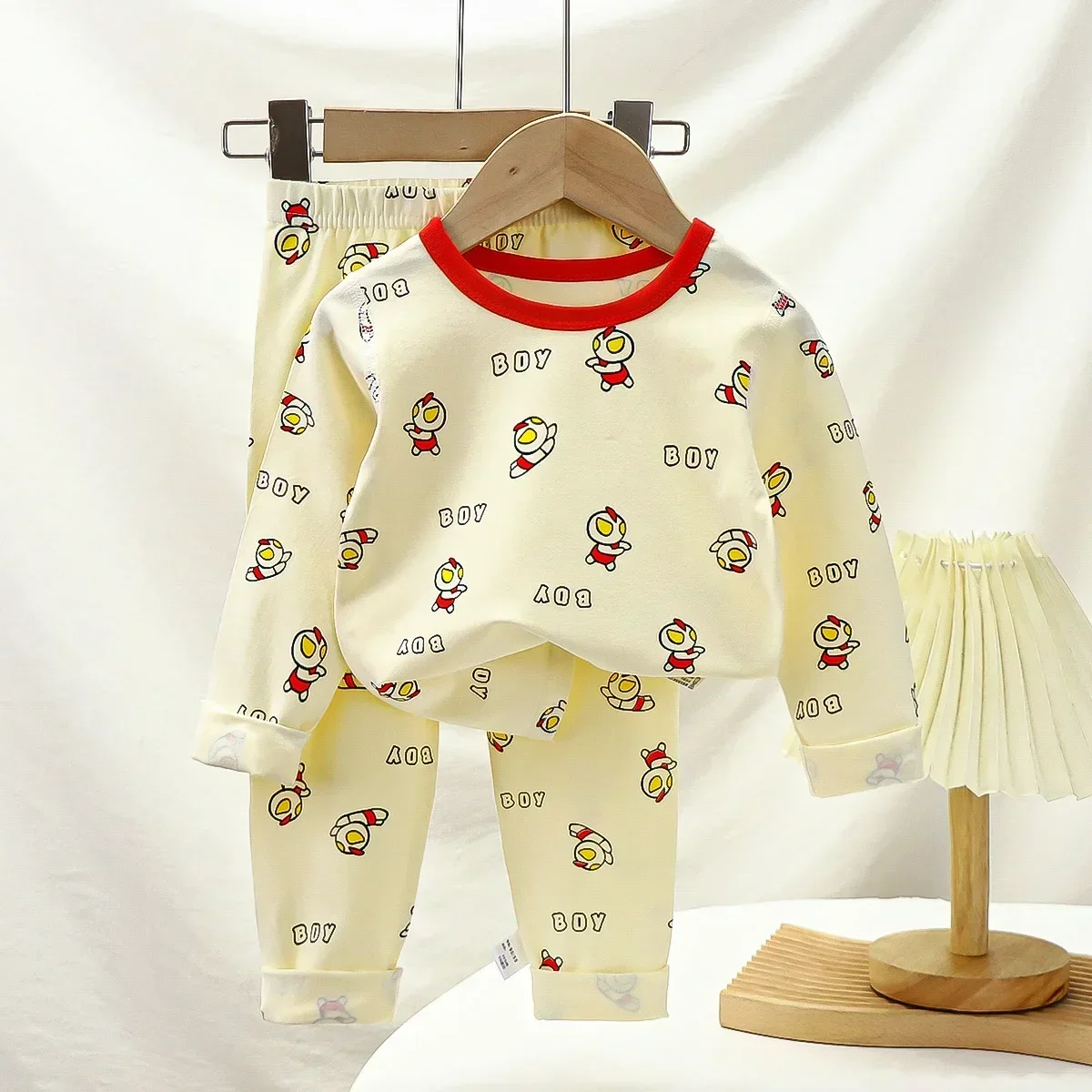 New 2024 Autumn Kids Warm Pajamas Baby Boys Girls Cute Cartoon Long Sleeve Lycra Pyjamas Toddler Sleepwear Casual Clothing Sets