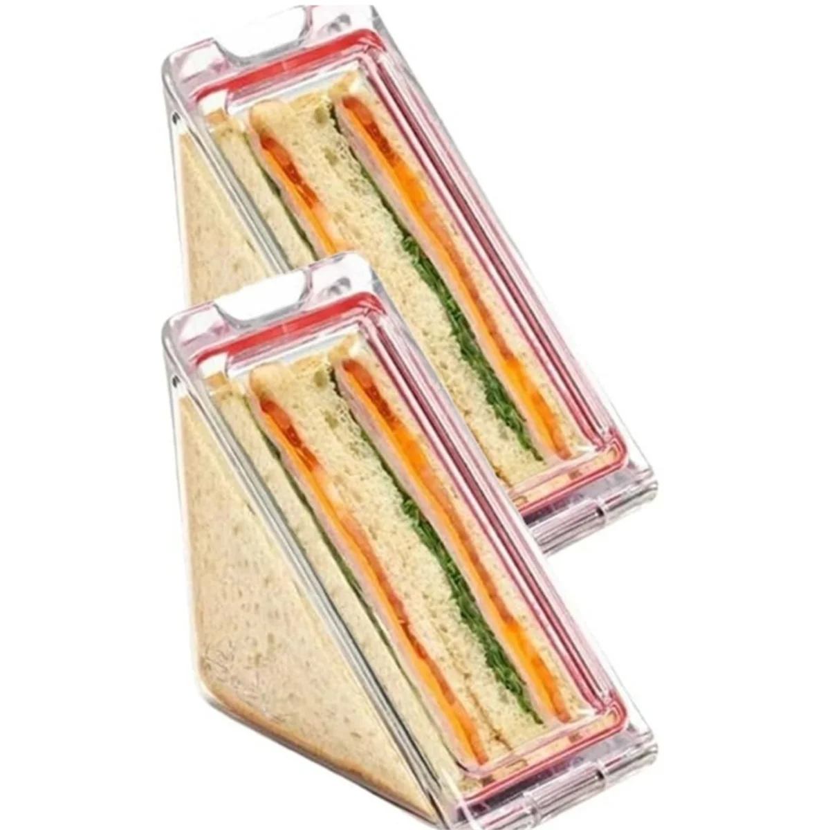 Triangle Sandwich Container Triangle Clear Plastic Sandwich Container with Lid To-Go Containers for Cheese 2Pcs