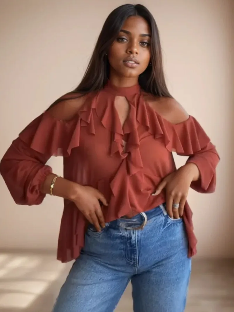 

Осенняя элегантная винтажная рубашка-блузка, новинка 2023 года, женская модная ламинированная рубашка с подвесным воротником, блузка, женские топы