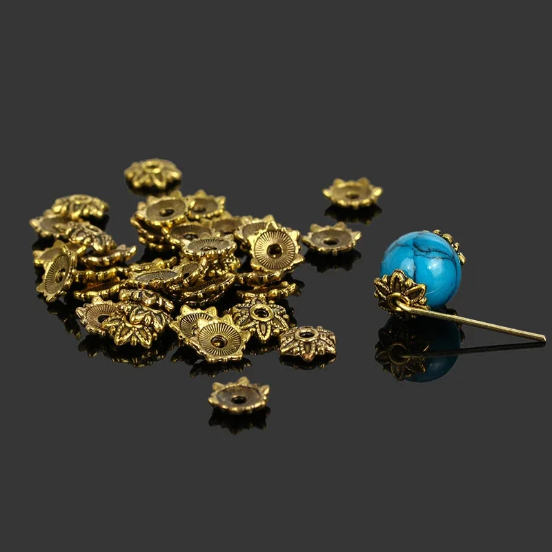 

300pcs Tibetan Ancient Gold Plated Flower Metal Bead Caps 7mm Filigree Jewelry Findings Connector Beads Cap Diy Jewelry Parts