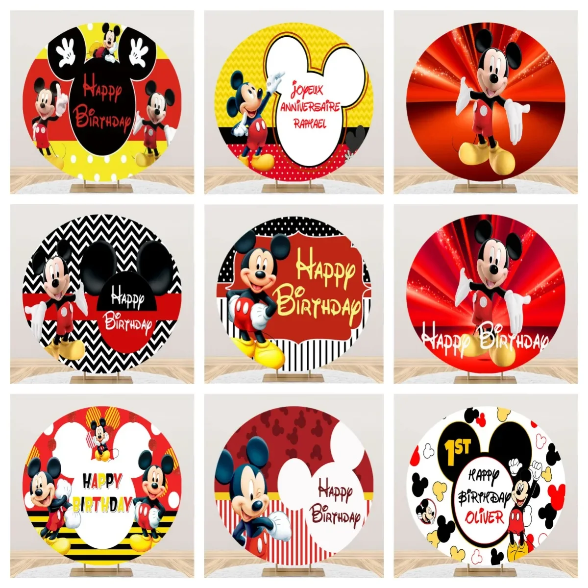 พื้นหลังรูปมิกกี้ไฟติดกลางแจ้งรูปมินนี่สีแดงจากดิสนีย์สำหรับถ่ายรูปฉากหลังฉากหลังปาร์ตี้การ์ตูนพื้นหลังสำหรับถ่ายรูปเด็กทารก