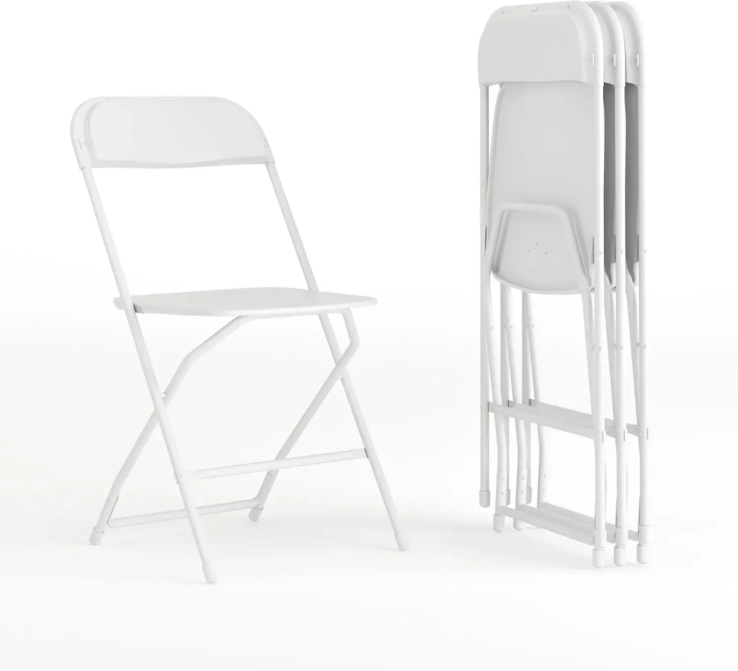 Folding Chair - White Plastic - 4 Pack 650LB Weight Capacity Comfortable Event Chair - Lightweight Folding Chair