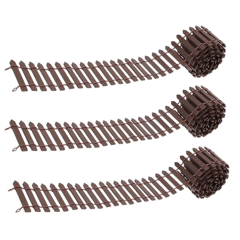 

Miniature Fences 3 Rolls Wooden Fence for Garden Simulation Decorative Mini Farm House Micro L Gardening Layout