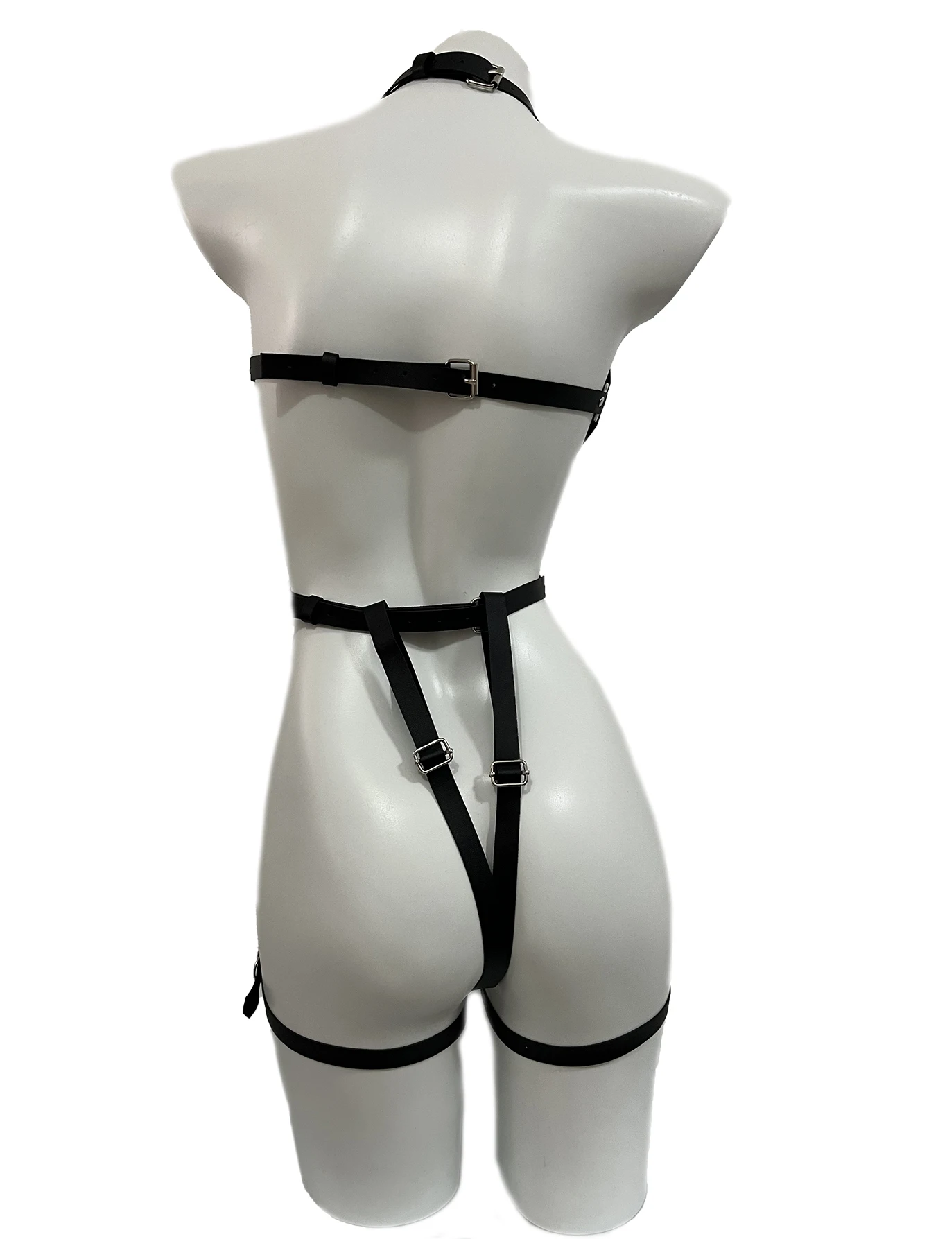 Woman Full Body Harness Set Bondage Leather Lingerie Suspender Adjustable Belt Leg Garter Stockings Sexy Underwear for Woman