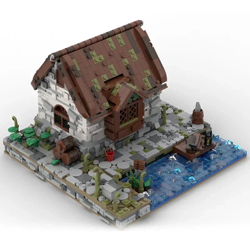 Medieval Street View Model Moc Building Bricks Fisherman's House Technology Modular Blocks Gift Christmas Toys DIY Sets Assembly