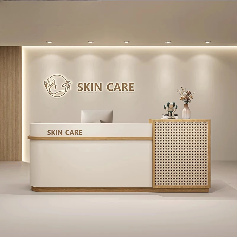 Counterdesk Reception Desk Beautician Store Counter Infodesk Reception Desk Retro Writing Mostrador De Tienda Office Furniture