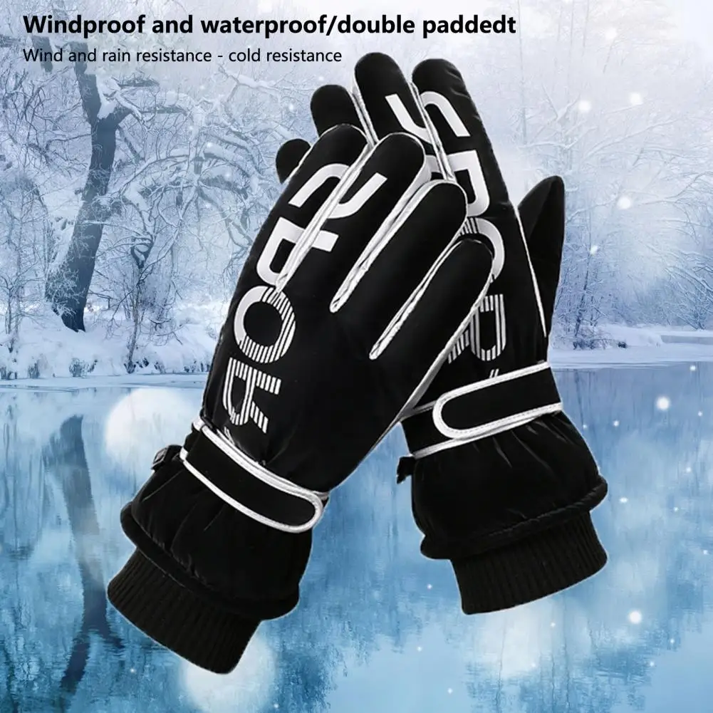 Velvet Ridding Gloves Winter Full Fingers Ridding Cycling Gloves Keep Thermal Waterproof Letter Print Ski Gloves Ridding Gloves