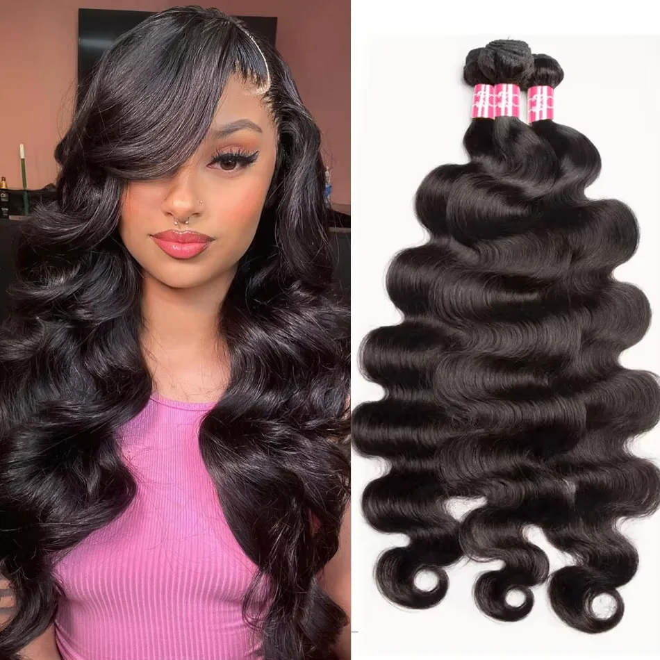 

Пучки объемных волн, 100% необработанные человеческие волосы, 40 дюймов, Remy 1, 3, 4, пучок, бразильский натуральный цвет, объемное плетение, наращивание человеческих волос