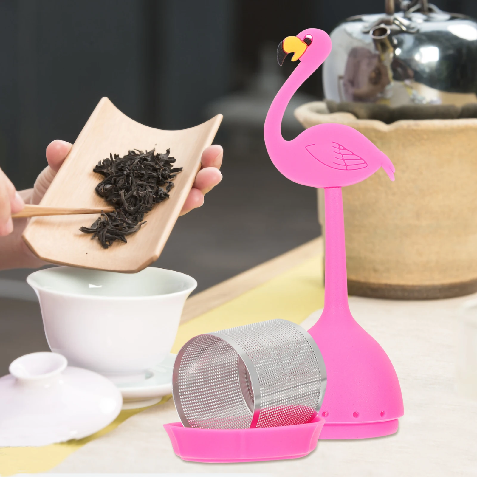 

Silicone Tea Filter Stainless Steel One-Piece Structure Easy Clean Loose Leaf Tea Infuser Home Supplies