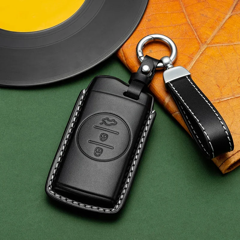 Black Green Brown Leather Car Remote Key Case Cover  Suitable For Exeed VX 2021 2022 2023