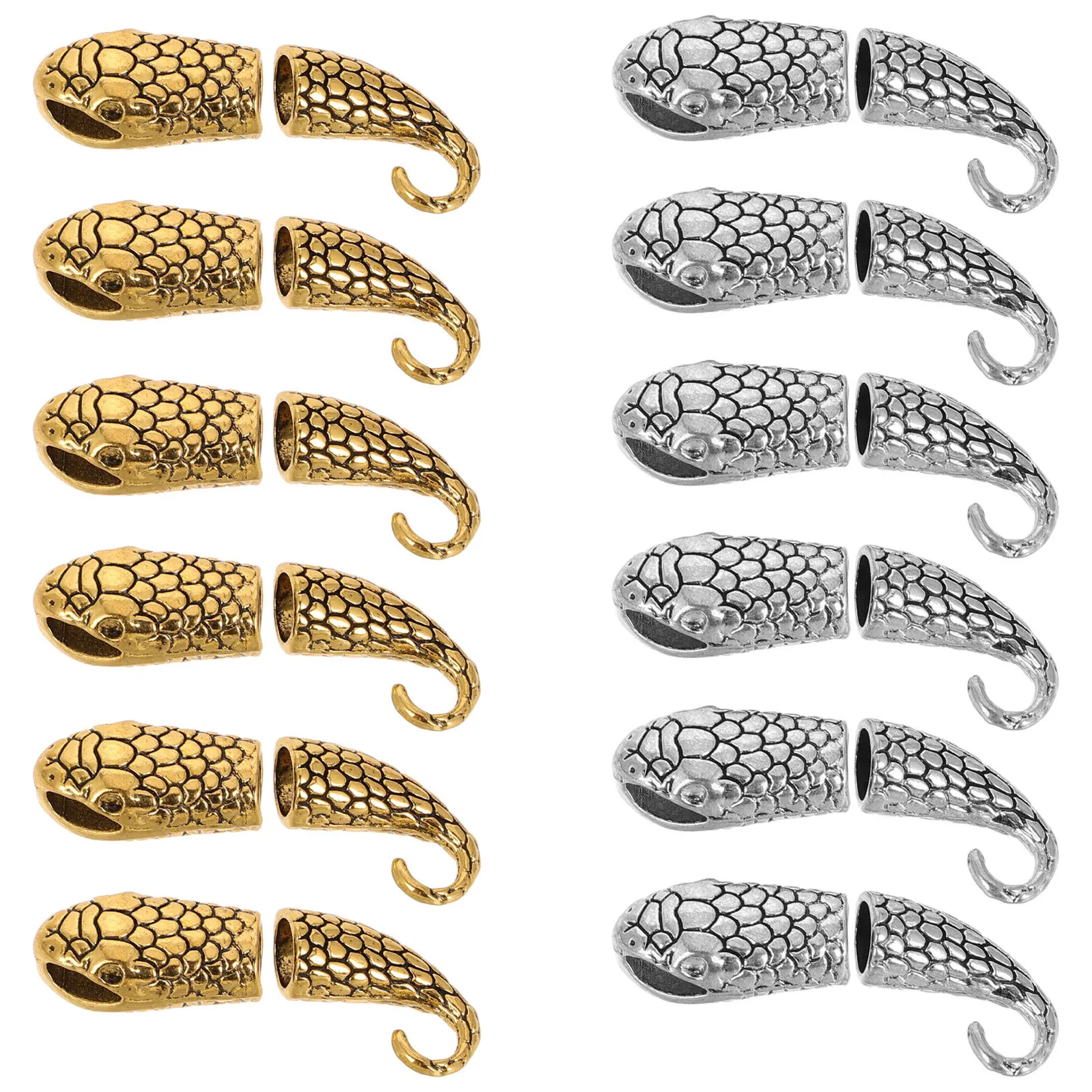 Conector de Joias Retro com Fecho de Cobra, 12 Peças, Acessórios para DIY, Colares e Pulseiras, Ganchos Extensor
