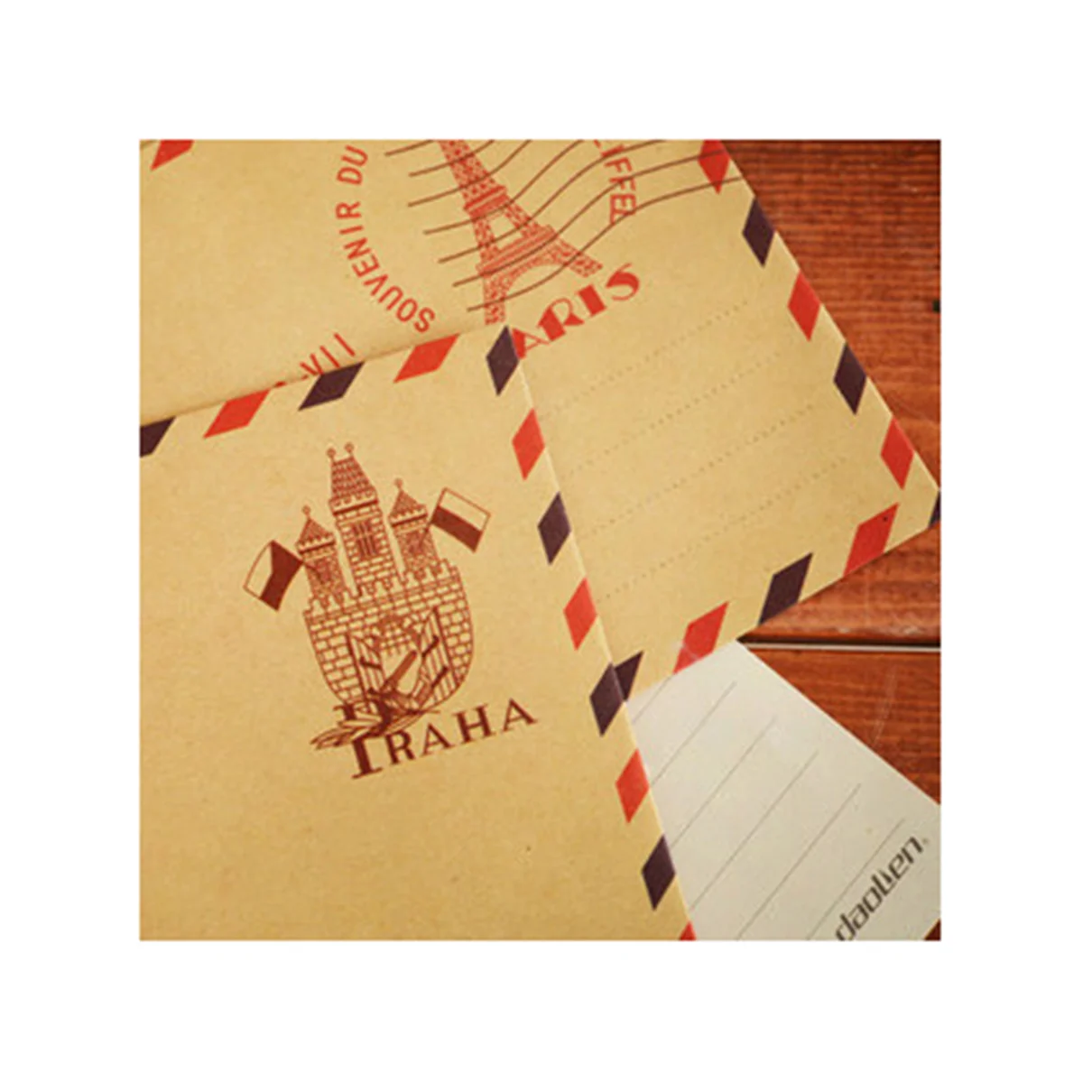 

10pcs Retro Envelopes Brown Red Blue Pattern Kraft Paper For Postcard Storage Photo Envelopes Reusable Biodegradable