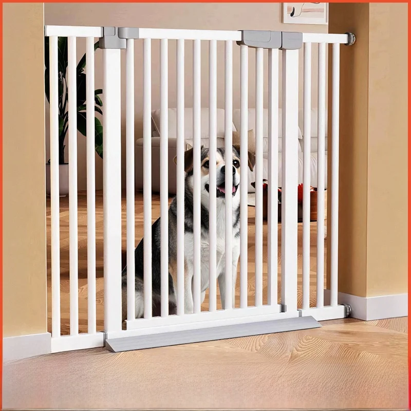Barrera para mascotas de interior, puerta de aislamiento para perros pequeños y grandes, puerta de aislamiento para jaulas, barrera antiperreras, valla para perros de hierro forjado, no requiere montaje.
