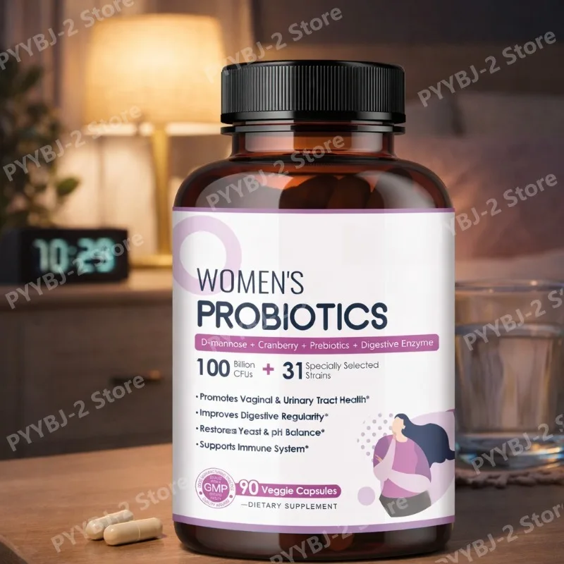 

Probiotics for Women 100 Billion CFUs with Digestive Enzymes Prebiotics Vaginal Health Support Cranberry Flavor 90pcs Per Bottle