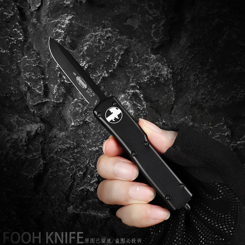 

Черный карманный тактический карманный нож с лезвием в форме капли, микро ULTRA OTF TECH UTX70 для повседневного использования, D2 CNC T6, карманный нож, лучший вариант