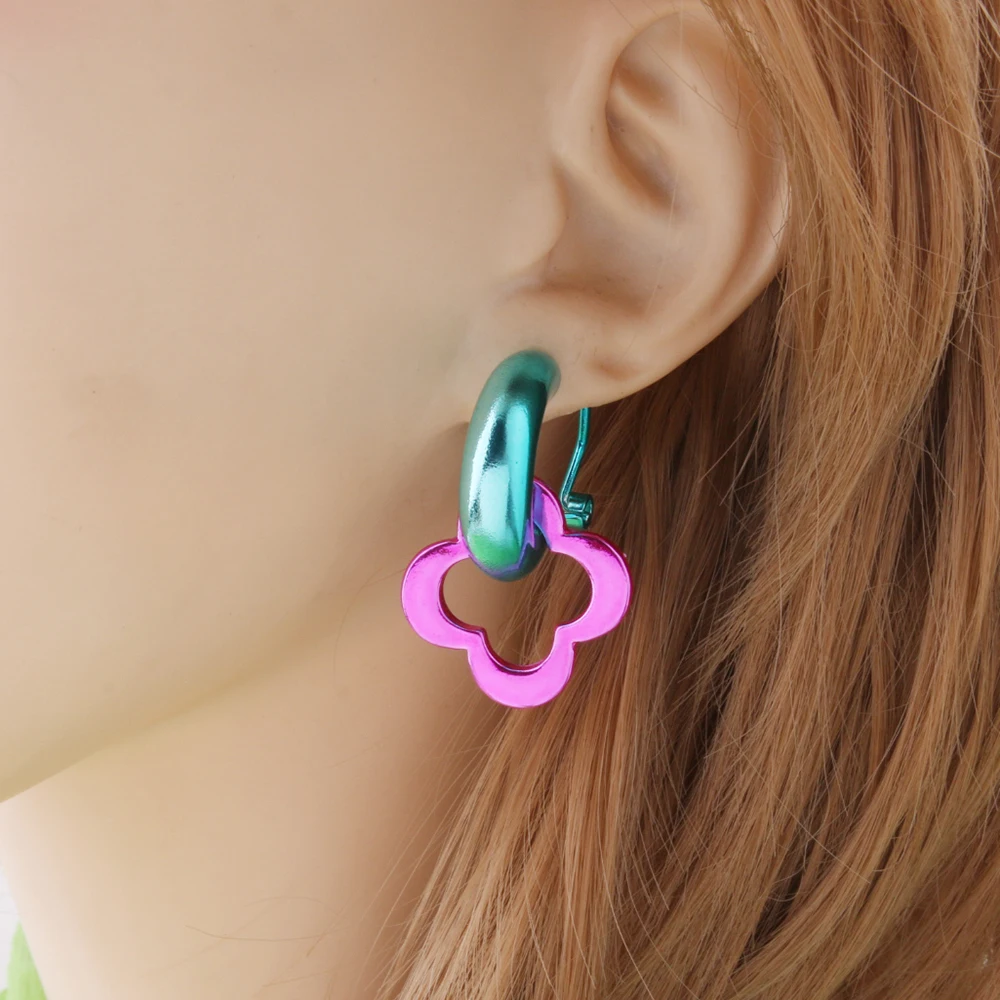 NeeFu WoFu Y2K Drop Bright Color Earrings Copper Earring Rings Colorful Earring For Woman Large Long Brinco Ear Oorbellen Gift