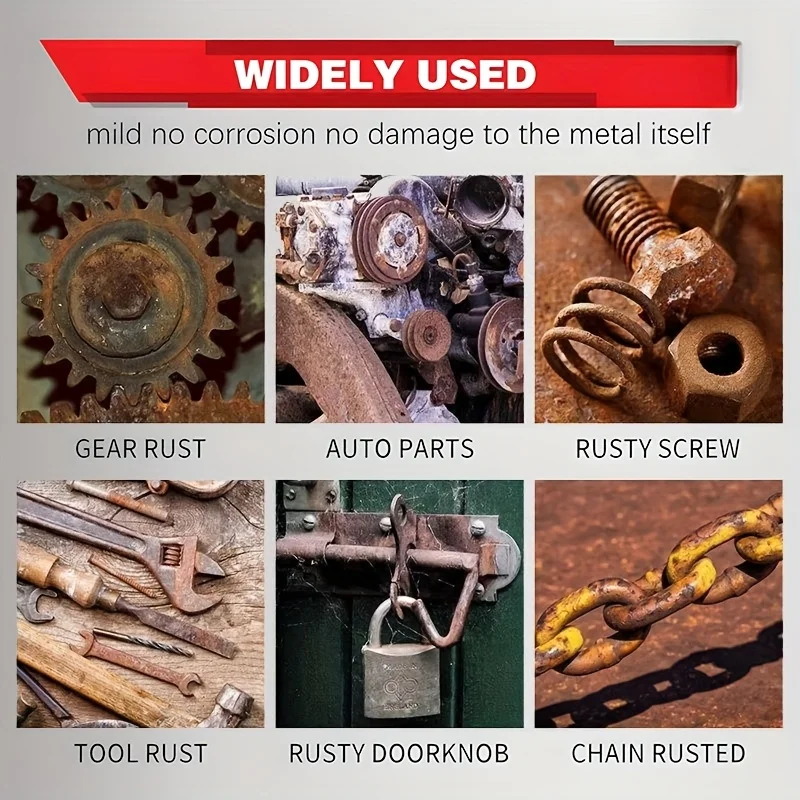 مزيل صدأ هيكل السيارة - مزيل صدأ متعدد الوظائف للأسطح المعدنية الحديدية، آمن ومريح للصيانة والإصلاح، يزيل أكسيد الحديد على الفور ويوفر الحماية