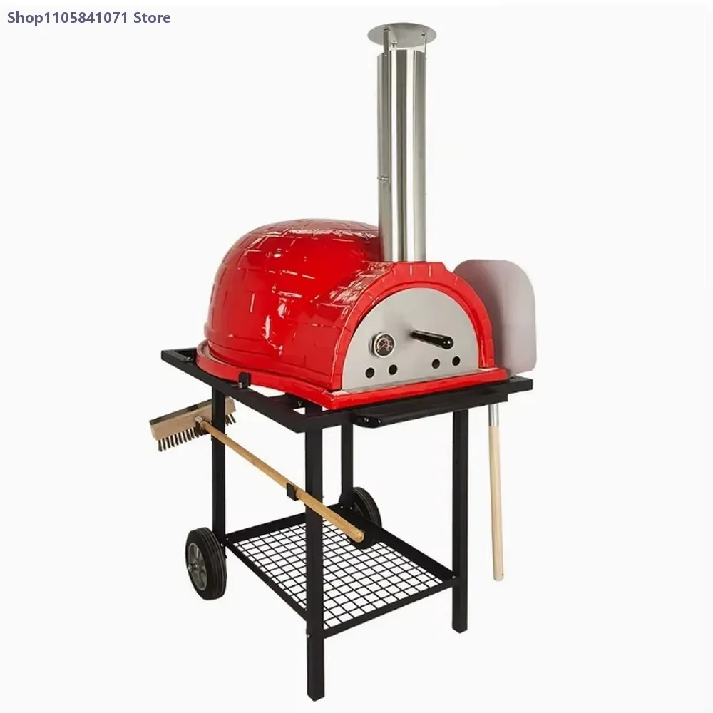 Portable Stainless Steel Wood Fired Pizza Oven Outdoor Charcoal BBQ Grill Thermometer for Camping Garden Backyard