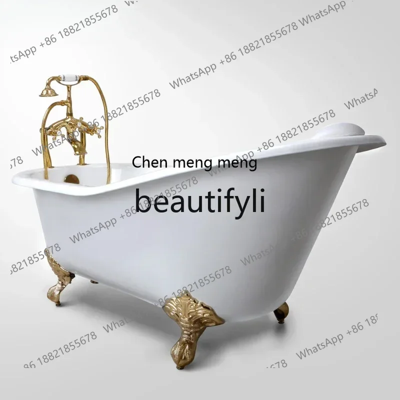 

AFreestanding Cast Iron Enamel European Princess Bathtub Adult Bath Vintage American Ceramics