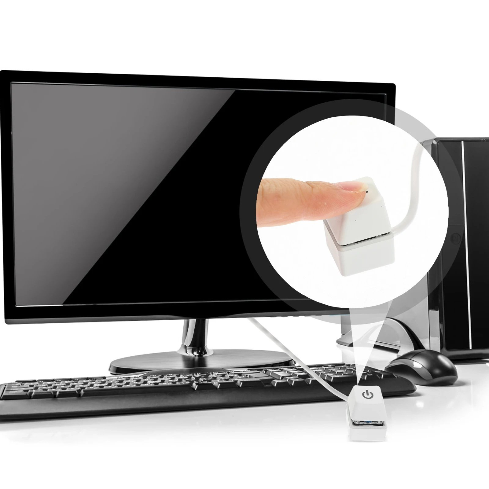 

PC Power 1.65M Cable Desktop Computer Host Start Key External Extension Gaming Office Pc Power Button Use