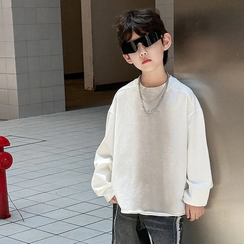 في سن المراهقة الصبي هوديس خريف جديد 2025 العودة إلى المدرسة الاطفال البلوز 2 3 4 5 6 7 8 9 10 11 12 13 سنة ملابس بيضاء باردة فضفاضة الأولاد #3