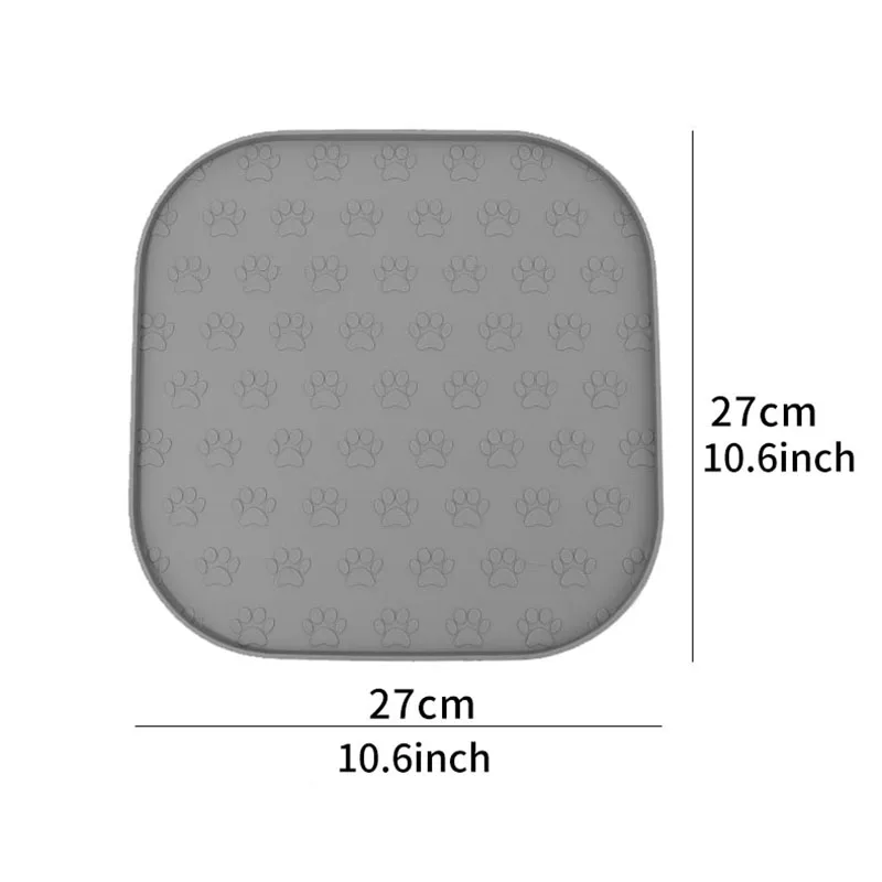 Pet Silicone Placemats in Beige/Khaki/Grey/Black Rectangular with Paw Prints Dog Feeding Placemats Square Pet Eating Mats view 6