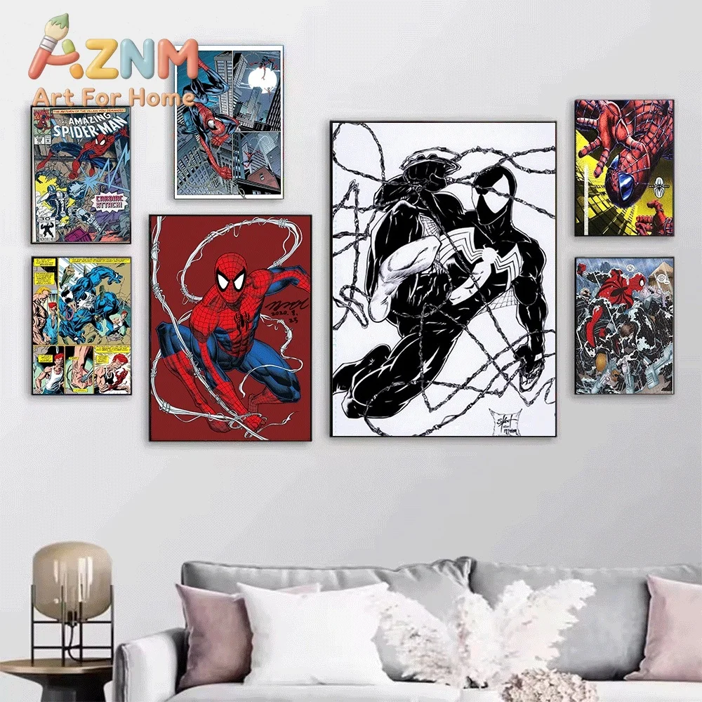 Punisher Spider Man Vintage Comic Canvas Wall Art Unframed Single Canvas Print Superhero Poster Home Bedroom Living Room Decor