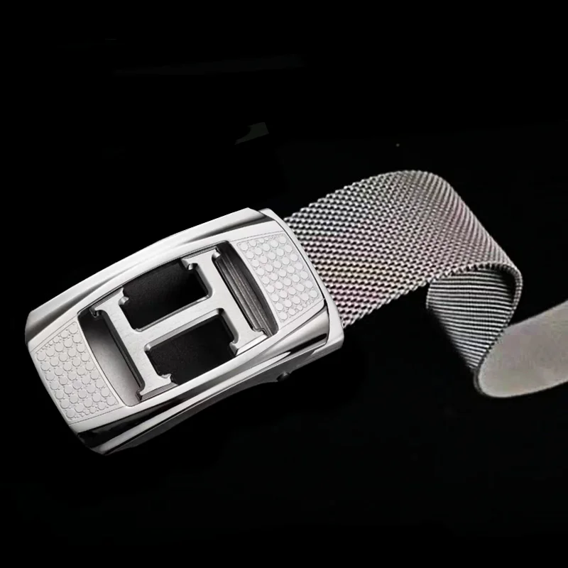 95-140Cm Heren Rvs Riem, Mesh Riem, geweven Modieuze Outdoor Metalen Zelfverdediging Riem, Mannen Oversized Broek Riem