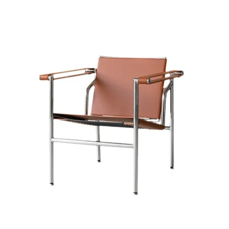 

Single leather recliner stainless steel leisure chair living room
