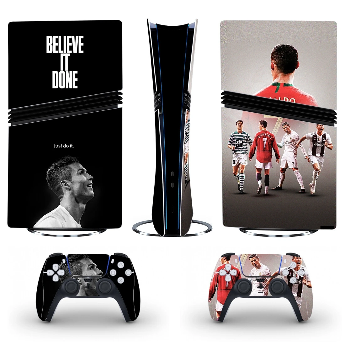 CR7 Sports PS5 Pro القرص الرقمي الجلد ملصق حامي غطاء لاصق لامع وحدة التحكم PS5 Pro ملصق الفينيل الملحقات #1