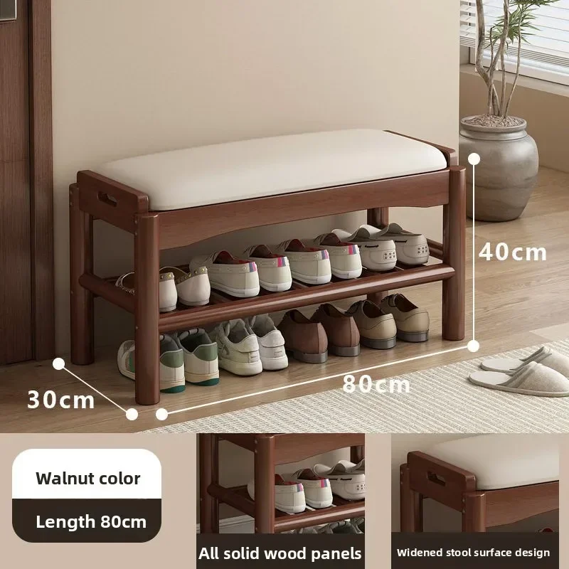 

Shoe Changing Stool Entrance Household Shoe Stool Entrance Door Can Sit Shoe Cabinet Sitting Stool Integrated Solid Wood Bench