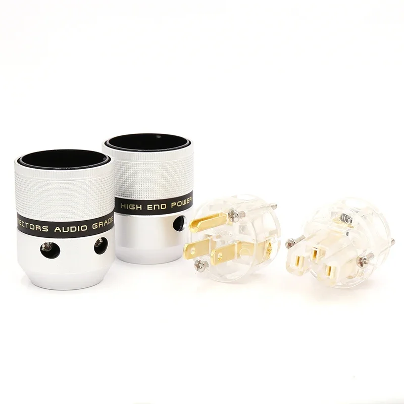 High Quality Aluminum 24K Gold Plated Schuko Power Connector IEC Female Plug for Audio Power Cable 10mm - 21mm