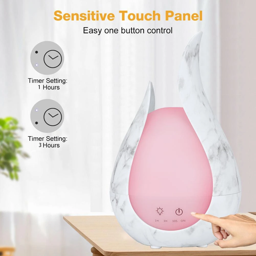 Air Humidifier 7 สี AROMA Essential Oil Diffuser ไม้น้ํามันหอมระเหย Cool Mist Maker Fogger (ไม้สีเข้ม) EU Plug