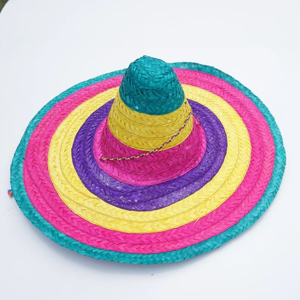 

Summer Colorful Wide Brim Mexican Party Hat Halloween Sombrero Sun Hat Party Decor Beach Hat Men