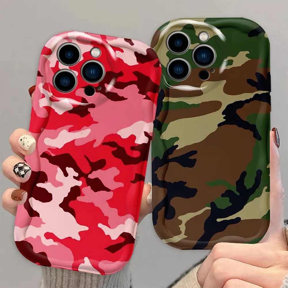 Camouflage Camo Military Army 3D Wave Phone Case For Iphone Apple 15 14 13 12 Mini 11 X XS XR 8 7 SE 6 6S Pro Max Case Funda